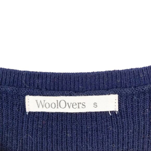 Woolovers Colorblock Yellow Navy Wool Blend Sweater Sz S - Picture 2 of 6